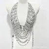 Cadena para el Cuerpo Transfronteriza con Diamantes Blancos, Sujetador Hecho a Mano Estilo Spicy Girl, Bustier de Perlas con Espalda Descubierta y Cuello Halter Estilo Europeo y Americano, Cadena Sexy para el Pecho