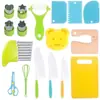 Set de Cuchillos Infantiles Montessori para Cortar Frutas, Tabla de Cortar, Set de Enseñanza de Suplementos Alimenticios, Cuchillo Pelador de Mano No Dañino