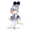 Adorno de Escritorio Figura de Muñeco de Nieve de Tela Azul para Esquiar Decoración de Muñeco de Nieve Tejido a Cuadros Azules Regalo Navideño