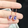 Aretes de Tanzanita Natural con Atractivo Color Morado, Llenos de Fuego Brillante, Incrustación Fina de Plata 925, Piedra Principal 5*7mm Fabricante