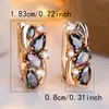 Transmisión en Vivo Transfronteriza Más Vendidos Aretes de Imitación Color Dorado Champagne con Borde Multicolor Completo Incrustados con Diamantes Blancos Estilo Nicho de Moda para Mujer