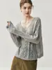 Suéter de Tricô Outono e Inverno Vazado Solto Caxemira Emagrecedor Jaqueta Cover-Up Cor Sólida Gola Nova Versátil Feminino Top Grosso