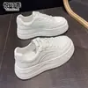 Zapatillas deportivas casuales de moda para mujer, de cuero genuino, novedad otoño 2026, suela gruesa, que aumentan la altura, estilo influencer para internet