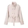 Abrigo de Trinchera Elegante de Moda de Color Sólido con Cuello Alto de Doble Botonadura Nuevo para Mujer Primavera 2026 Transfronterizo AliExpress