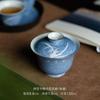 Salpicadura Azul Pintado a Mano Orquídea Juego de Té Kung Fu Tazón Cubierto Taza de Degustación de Té Individual Vintage Cerámico Juego de Té Kung Fu Tazón de Té Tetera Soporte