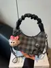 Moda Casual Transfronteriza Versátil Bolso de Cuadros Bolso Cruzado para Mujer Cadena Simple Bolso de Mano Tipo Dumpling Bolso de Hombro Cruzado