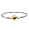 Pulsera de Cordón de Cuero Trenzado con Hebilla de Acero de Titanio Logo Panjia Bucle Único Negro Hebilla Redonda de Cuero Pulsera Básica Transfronteriza DIY