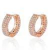 Accesorios europeos y americanos aretes de hebilla de oreja de doble fila de diamantes con diamantes completos venta caliente transfronteriza moda lujo ligero circonita completa micro incrustada hebilla de oreja femenina