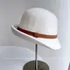 Hebilla de Cinturón Vintage Sombrero de Pescador para Mujer, Sombrero de Lana Tejida Cálido para Otoño e Invierno, Sombrero de Pescador Versátil de Ala Tridimensional Estilo Hepburn