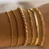 Set de 6 Pulseras Metálicas de Cadena Múltiple para Mujer, Estilo Bohemio Normcore Transfronterizo Europeo y Americano, Cadena Simple