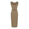 26 Verano Nuevo Sexy Chica Caliente Hombro Ancho Cuello en V Plisado Bodycon Vestido Largo con Cintura Plisada y Abertura Trasera