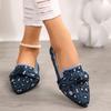 Novo 2024 Primavera Apontou Sapatos Baixos Comércio Transfronteiriço plus size Moda Voando Tecido Slip-on Sapatos Femininos Casuais