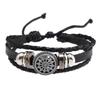 Accesorios de aleación de varias piezas cuerda de mano tejida a mano diy pulsera de cuero de moda callejera simple para hombre