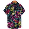 Venta caliente transfronteriza de verano 2023 camisa para hombre estampado de calavera 3D camisa de terror para hombre botón único solapa camisa hawaiana