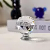 Manija de Tirador de Aleación de Zinc y Vidrio para Puerta de Cajón de Bola Plana Única de Cristal, Bola Facetada Colorida Minimalista, Agujero Único, Estilo Minimalista Moderno