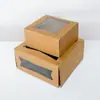 Caja de Cartón Kraft para Pastel con Ventana, Tapa Abatible, Caja de Regalo para Pan Impresa Personalizada y Laminada