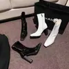 Botas Martin para Mujer, Nuevo Estilo Primavera y Otoño 2026, Tacón Grueso, Punta Cuadrada, Botas Elásticas Ajustadas de Moda, Botines de Charol con Tacón Alto