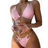 Comércio Exterior Aliexpress Europeu e Americano Sexy Corrente Gola Halter Fenda Maiô Feminino Praia Biquíni Fonte Termal Roupa de Banho Atacado