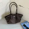 Bolso de Mano Elegante Tejido Texturizado Estilo Coreano Retro para Mujer Verano 2026 Gran Capacidad Casual para el Trabajo Bolso de Hombro Único