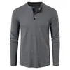 Novas Camisetas Masculinas Cruzadas de Outono e Inverno Europeias e Americanas Exportação da Amazon Camisetas Básicas Masculinas de Cor Pura Camisas Henry para Homens