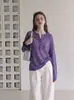 Camiseta elegante estilo coreano com decote V fina respirável e gola redonda para mulheres, top base versátil de manga longa protetor solar outono 2026