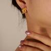 Estilo ins personalizado nicho simple geométrico joyería textura línea costura diseño cuadrilátero acero de titanio aretes