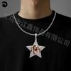 Moldura de Foto Estrela de Cinco Pontas Cheia de Diamantes Nova Moda Pingente Sólido Moldura de Foto de Memória Foto Pingente Colar de Casal