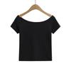 6077-25 Primavera Nuevo Estilo Coreano Estilo Sexy Ajustado Un Hombro Hombro Descubierto Manga Corta Casual Corto Camiseta Básica