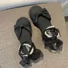 Sandalias de Lazo para Mujer Verano 2025 Moda de Celebridad de Internet Elegante Estilo Hada de Perlas Sandalias Pequeñas de Una Tira