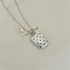 Collar de acero de titanio con diseño de lunares suaves estilo coreano, moño de corazón mate, para mujer, cadena versátil de nicho para sudadera, cadena para suéter