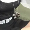 Colar Pingente Flor de Metal Prateado para Mulheres, Corrente de Suéter Ins Longa Exagerada de Alto Padrão, Corrente de Suéter Acessório Personalizado