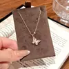 Colar de Zircônia Super Flash Pingente de Borboleta Joias Luxo Acessível Joias de Alto Padrão Exclusivo Refinado Corrente para Clavícula Versátil Colar