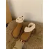 Botas de neve peludas estilo coreano, sapatos femininos estilo francês, nova coleção outono/verão, botinhas forradas com fleece, botas quentes de algodão, botas femininas