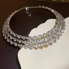 Colar Simples de Camadas Cravejado com Diamantes Design Estilo Europeu e Americano Tendência Personalizada Gargantilha Colar de Luxo Acessível Choker