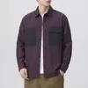 2026 nueva chaqueta de camisa casual de manga larga con bloques de color y patchwork retro estilo montaña para hombre, algodón estilo americano minimalista old-money