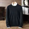 Suéter de Lã Masculino 380g 100% Lã Pura Gola Redonda Outono/Inverno 2026 36s 3 Fios Anti-pilling Suéter de Lã Masculino