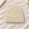 Gorro de punto trenzado de color liso, un sombrero simple y versátil para adultos, un gorro de punto cálido estilo coreano para otoño e invierno