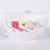 Louça de Mesa Cerâmica para Casa Prato Tigela Tigela com Padrão de Flores Prato Tigela Estoque Rico Borda de Osso Chinês Protegida Tigela Prato de Arroz Flor Dourada
