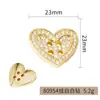 Botón de corazón de doble capa cosido a mano de lujo con pedrería completa, botón de corazón de pedrería en color dorado y plateado para decoración de vestidos y abrigos de piel