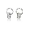 Aretes de Círculo Doble Anillo, Pendientes Creativos Elegantes Únicos de Letra Europeos y Americanos Populares, Pendientes de Círculo con Números Romanos y Circonita