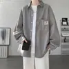 Camisa de manga comprida de veludo cotelê retrô estilo japonês para homens primavera e outono moda design de marca senso simples casual jaqueta solta