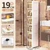 Gabinete de almacenamiento junto al inodoro, gabinete de almacenamiento para espacios estrechos, estante de baño con tapa abatible, estante de almacenamiento de plástico para baño