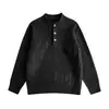 Suéter de Punto Gris con Cuello Henley Retorcido para Hombre, Estilo Coreano, Top Holgado de Manga Larga, Suéter Jersey Chaqueta Estilo Old Money