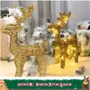 Decoración Navideña Transfronteriza Arte de Hierro Reno Luminoso Hotel Centro Comercial Jardín Montaje de Escena Grande Adornos para Árbol de Navidad
