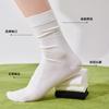 Calcetines de Verano para Mujer hasta la Mitad de la Pantorrilla, Calcetines Trendy sin Costuras, Calcetines Largos Blancos, Calcetines de Maternidad para Primavera y Otoño, Calcetines Largos Negros