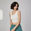Sutiã Esportivo Costurado Fino Nuls para Mulheres, Sutiã de Yoga com Bojo Semi-Fixo, Peça para Usar por Cima no Verão, Regata Fitness Gola Redonda, Primavera