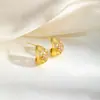 Nuevos Pendientes de Moda Estilo Europeo y Americano, Diseño Francés de Nicho, Cobre Chapado en Oro con Incrustaciones de Diamante, Pendientes Huecos, Accesorios para Orejas Simples y Versátiles