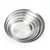 Placa de Barbacoa Estilo Coreano Hecha a Medida para Comercio Exterior Transfronterizo Plato de Cena de Acero Inoxidable 304 Plato Redondo Estilo Ins Plato de Postre Plato para Filete Comida Occidental