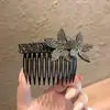 Peine de Flor con Pedrería Negra para Mujer, de Alta Gama y Elegante, Herramienta Versátil para Peinar y Organizar el Flequillo y el Cabello Suelto en la Parte Posterior de la Cabeza
