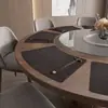 Manteles en forma de abanico de lujo ligero, manteles estilo occidental de imitación piel, tapetes de mesa de PVC, manteles impermeables y resistentes al calor, manteles de dos tonos, vajilla engrosada